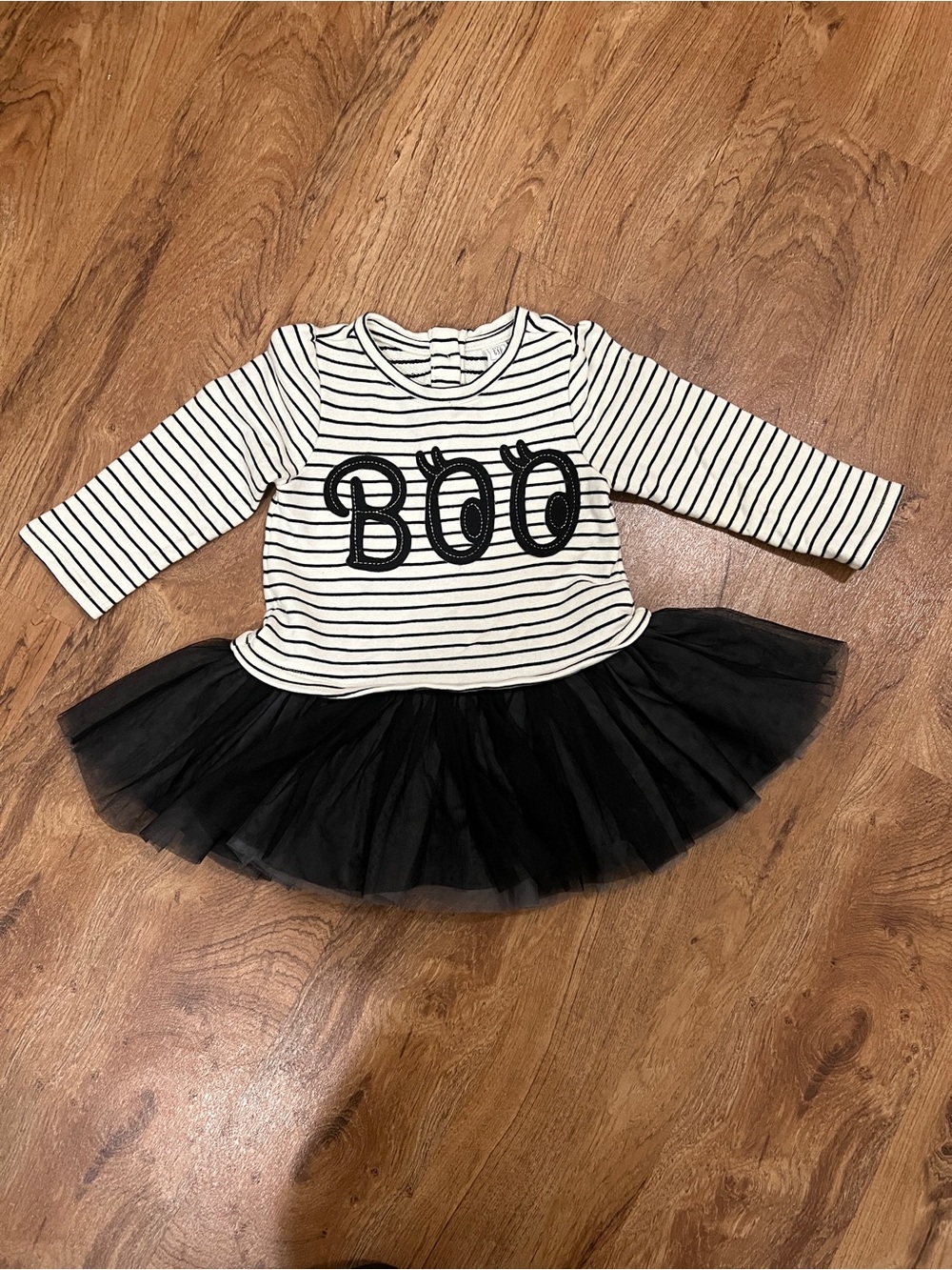 GAP Black & White BOO Striped Tulle Dress
